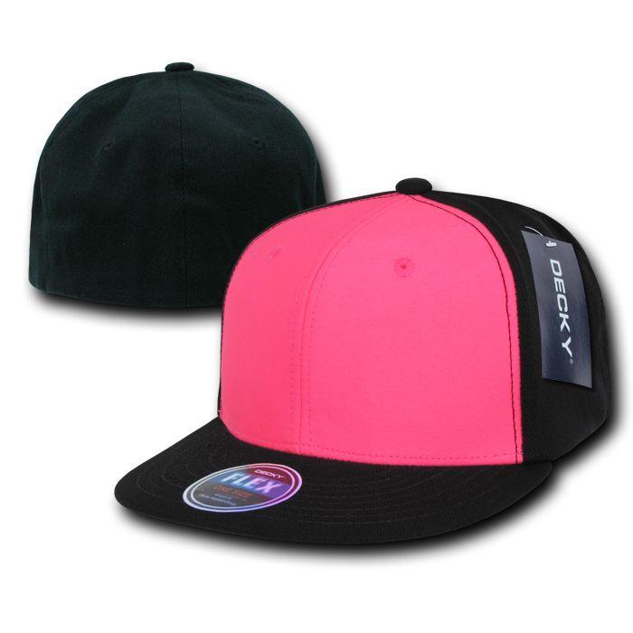 Decky Blank Retro Neon Flat Bill Flex Fit Fitted Baseball Hats Caps