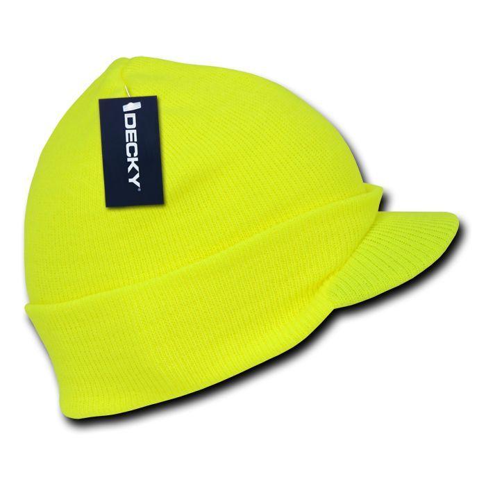 Decky Bright Neon Gi Ski Beanies Caps Hats Visor Skull Snowboard Winter-Neon Green-
