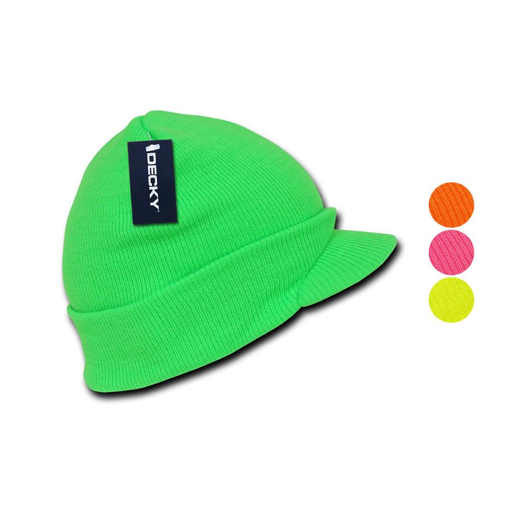 Decky Bright Neon Gi Ski Beanies Caps Hats Visor Skull Snowboard Winter-Neon Green-