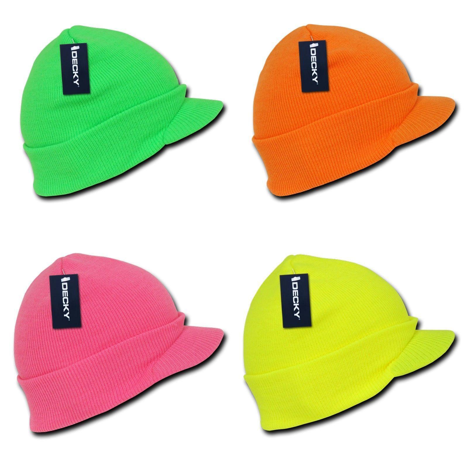 Decky Bright Neon Gi Ski Beanies Caps Hats Visor Skull Snowboard Winter-Neon Green-