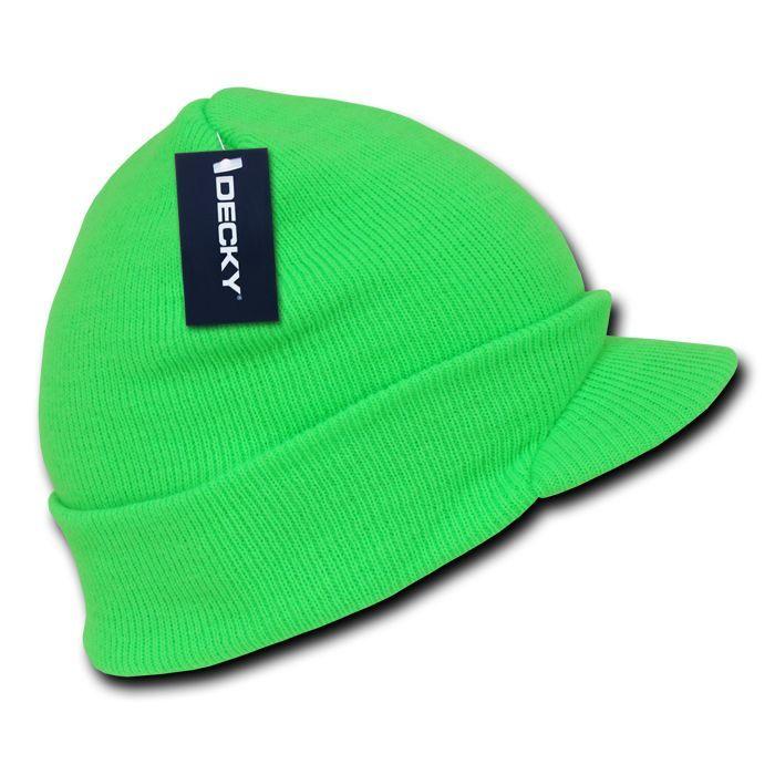 Decky Bright Neon Gi Ski Beanies Caps Hats Visor Skull Snowboard Winter-Neon Green-