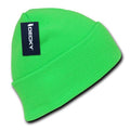 Decky Bright Neon Long Cuffed Beanies Knit Ski Skull Caps Hats Snowboard Winter-Neon Green-
