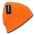 Decky Bright Neon Long Cuffed Beanies Knit Ski Skull Caps Hats Snowboard Winter-Neon Orange-