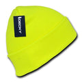 Decky Bright Neon Long Cuffed Beanies Knit Ski Skull Caps Hats Snowboard Winter-Neon Yellow-