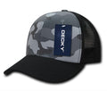 Decky Camouflage Curve Bill Constructed Trucker Hats Caps Snapback Cotton Mesh-Black / Urban/Black-