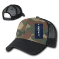 Decky Camouflage Curve Bill Constructed Trucker Hats Caps Snapback Cotton Mesh-Black / Woodland-