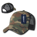 Decky Camouflage Curve Bill Constructed Trucker Hats Caps Snapback Cotton Mesh-Woodland / Black-