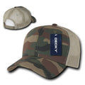Decky Camouflage Curve Bill Constructed Trucker Hats Caps Snapback Cotton Mesh-Woodland / Khakhi-