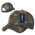 Decky Camouflage Curve Bill Constructed Trucker Hats Caps Snapback Cotton Mesh-Woodland / Olive-