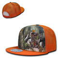 Decky Camouflage Hybricam Trucker 6 Panel Baseball Flat Bill Caps Hats-GBR/Orange-