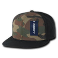 Decky Camouflage Retro Flat Bill Baseball Hats Caps Cotton Snapback-Black / Woodland-