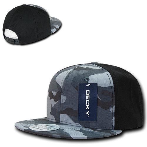 Decky Camouflage Retro Flat Bill Baseball Hats Caps Cotton Snapback-Woodland / Khakhi-