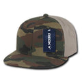 Decky Camouflage Retro Flat Bill Baseball Hats Caps Cotton Snapback-Woodland / Khakhi-