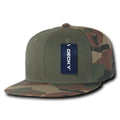 Decky Camouflage Retro Flat Bill Baseball Hats Caps Cotton Snapback-Woodland / Olive-