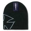 Decky Chopper Biker Iron Cross Logo Beanies Caps Hats Ski Skull Warm Winter-Black/Grey-