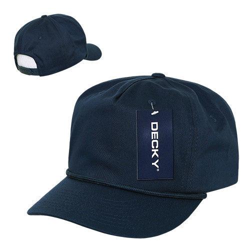 Decky Classic 5 Panel W/Braid Golf Cotton Caps Hats Snapback-Black-