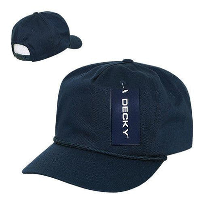 Decky Classic 5 Panel W/Braid Golf Cotton Caps Hats Snapback-Black-