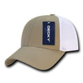 Decky Classic 6 Panel Low Crown Air Mesh Curved Bill Baseball Trucker Caps Hats-Khaki/White-