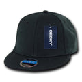 Decky Classic Retro Flat Bill Flex 6 Panel Fitted Baseball Caps Hats-BLACK-