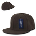 Decky Classic Retro Flat Bill Flex 6 Panel Fitted Baseball Caps Hats-Brown-