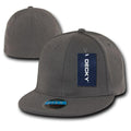 Decky Classic Retro Flat Bill Flex 6 Panel Fitted Baseball Caps Hats-CHARCOAL-