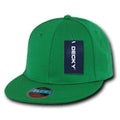 Decky Classic Retro Flat Bill Flex 6 Panel Fitted Baseball Caps Hats-KELLY GREEN-