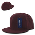Decky Classic Retro Flat Bill Flex 6 Panel Fitted Baseball Caps Hats-Maroon-