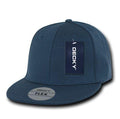 Decky Classic Retro Flat Bill Flex 6 Panel Fitted Baseball Caps Hats-NAVY-