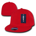 Decky Classic Retro Flat Bill Flex 6 Panel Fitted Baseball Caps Hats-RED-