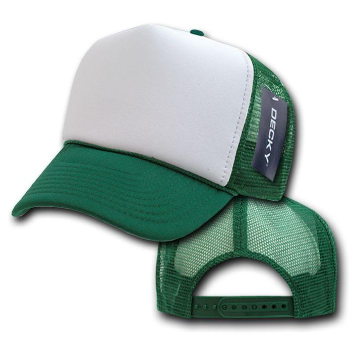 Decky Classic Trucker Hats Caps Foam Mesh Two Tone Blank Plain Solid Snapback-210-211-DARK GREEN/WHITE-