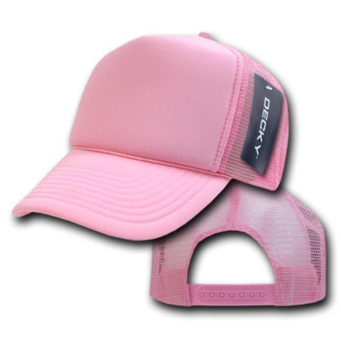 Decky Classic Trucker Hats Caps Foam Mesh Two Tone Blank Plain Solid Snapback-210-211-PINK-