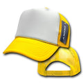 Decky Classic Trucker Hats Caps Foam Mesh Two Tone Blank Plain Solid Snapback-210-211-YELLOW/WHITE-
