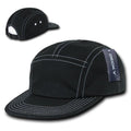 Decky Contra-Stitch 5 Panel Racing Jockey Biker Caps Hats-997-Black-