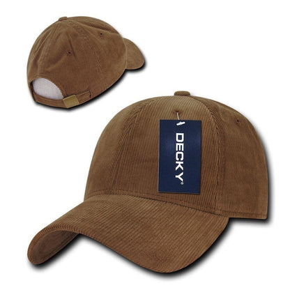 Decky Corduroy Low Crown Pre Curved Bill 6 Panel Dad Caps Hats-Coyote-