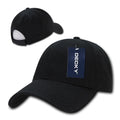 Decky Cotton Low Crown 6 Panel Structured Dad Caps Hats Hook & Loop Unisex-Black-