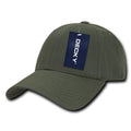 Decky Cotton Low Crown 6 Panel Structured Dad Caps Hats Hook & Loop Unisex-Olive-