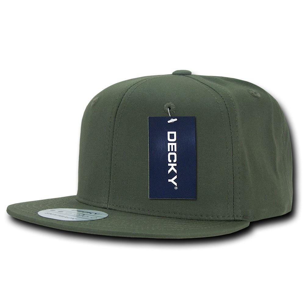 Decky Cotton Retro Flat Bill 6 Panel Snapback Baseball Caps Hats-Black-