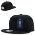 Decky Cotton Retro Flat Bill 6 Panel Snapback Baseball Caps Hats-Black-