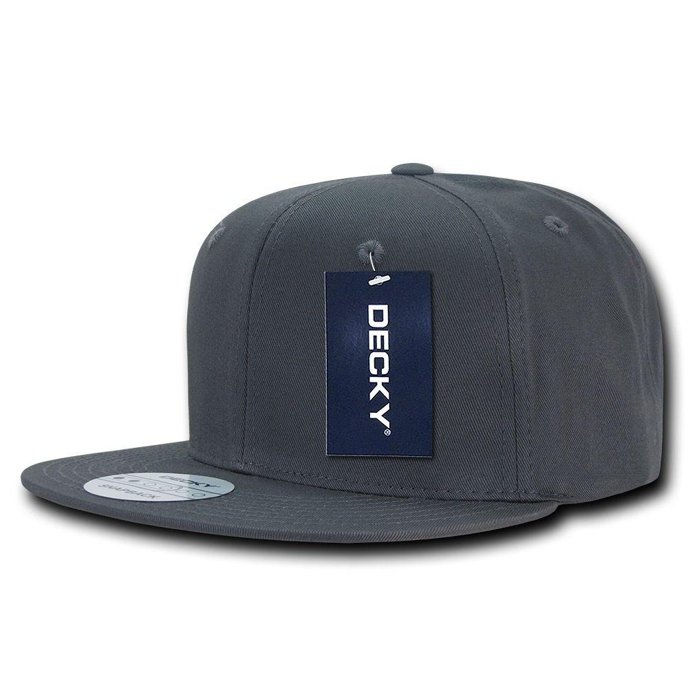 Decky Cotton Retro Flat Bill 6 Panel Snapback Baseball Caps Hats-Charcoal-