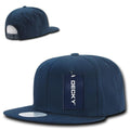 Decky Cotton Retro Flat Bill 6 Panel Snapback Baseball Caps Hats-Navy-