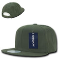 Decky Cotton Retro Flat Bill 6 Panel Snapback Baseball Caps Hats-Olive-