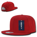 Decky Cotton Retro Flat Bill 6 Panel Snapback Baseball Caps Hats-Red-