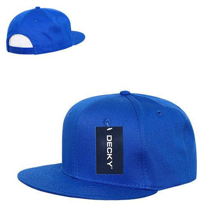 Decky Cotton Retro Flat Bill 6 Panel Snapback Baseball Caps Hats-Royal-