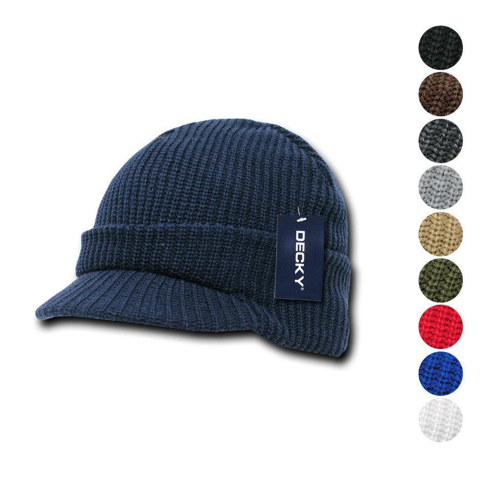 Decky Crocheted Beanies Gi Caps Hats Visor Ski Thick Warm Winter Unisex-Black-