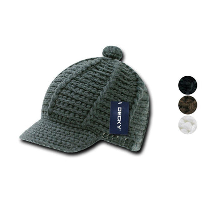 Decky Crocheted Beanies Raggae Rasta Kufi Knitted Hats Caps Visor-Black-