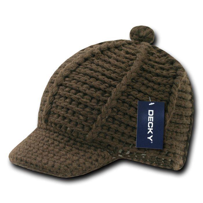 Decky Crocheted Beanies Raggae Rasta Kufi Knitted Hats Caps Visor-Black-