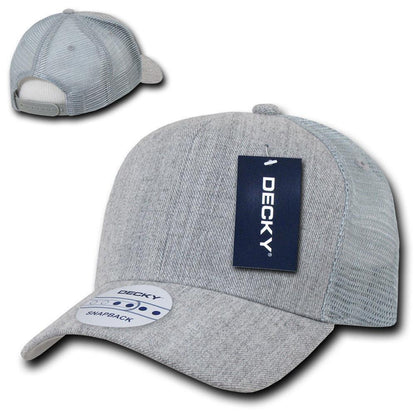 Decky Curved Bill Baseball 6 Panel Trucker Constructed Caps Hats Unisex-Black-