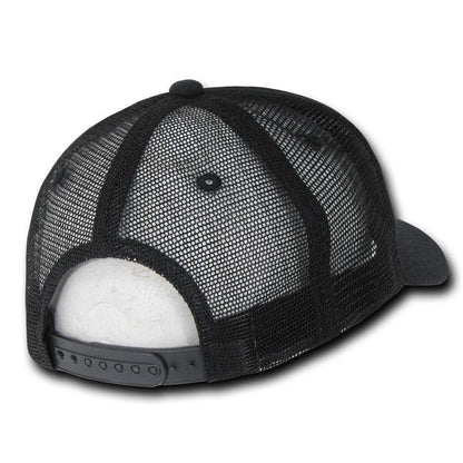 Decky Curved Bill Baseball 6 Panel Trucker Constructed Caps Hats Unisex-Black-