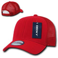 Decky Curved Bill Baseball 6 Panel Trucker Constructed Caps Hats Unisex-Red-