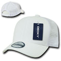 Decky Curved Bill Baseball 6 Panel Trucker Constructed Caps Hats Unisex-White-